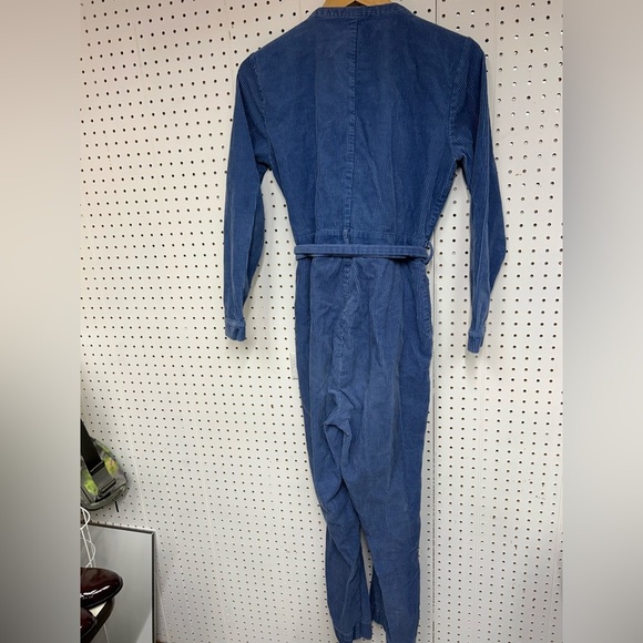 Just Female Harlow Courduroy Blue Jumpsuit with Waist Tie - Picture 6 of 7
